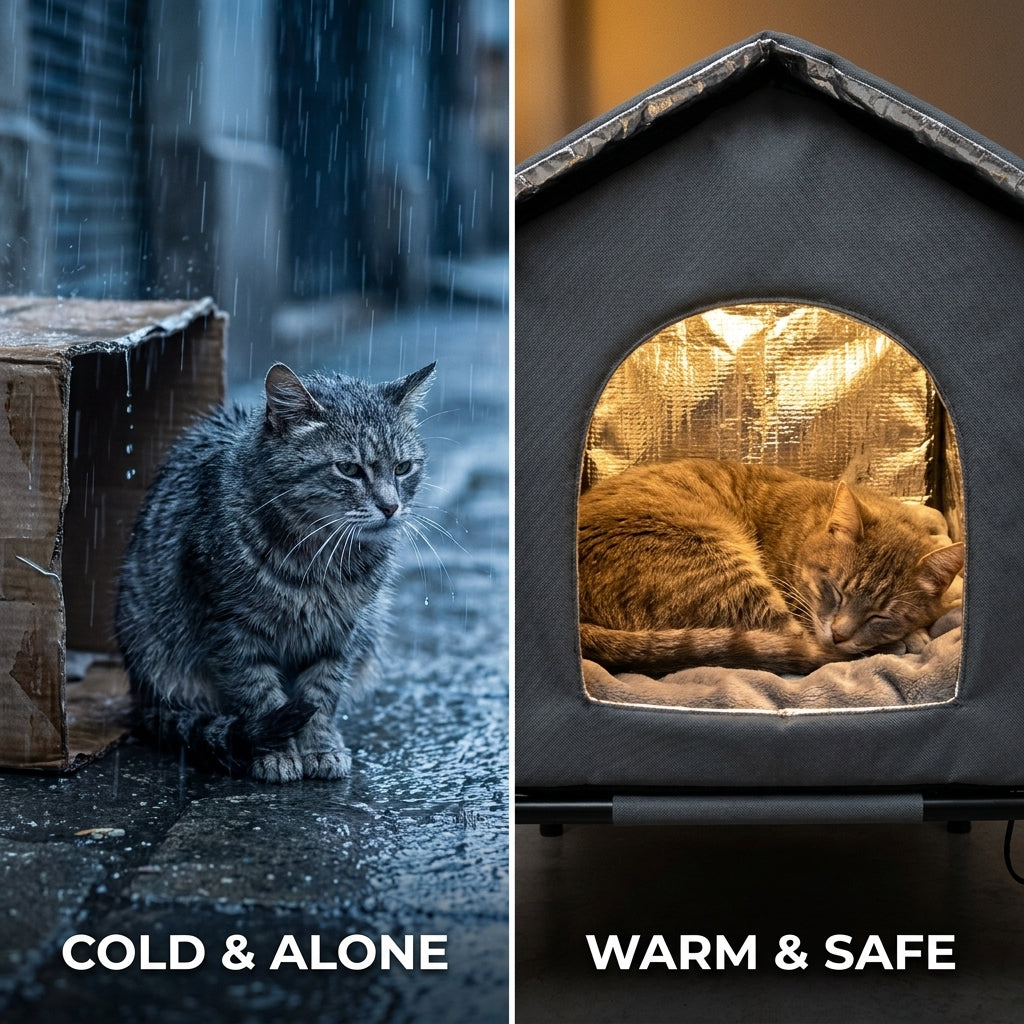 WarmDen™ Insulated Weatherproof Outdoor Cat Shelter