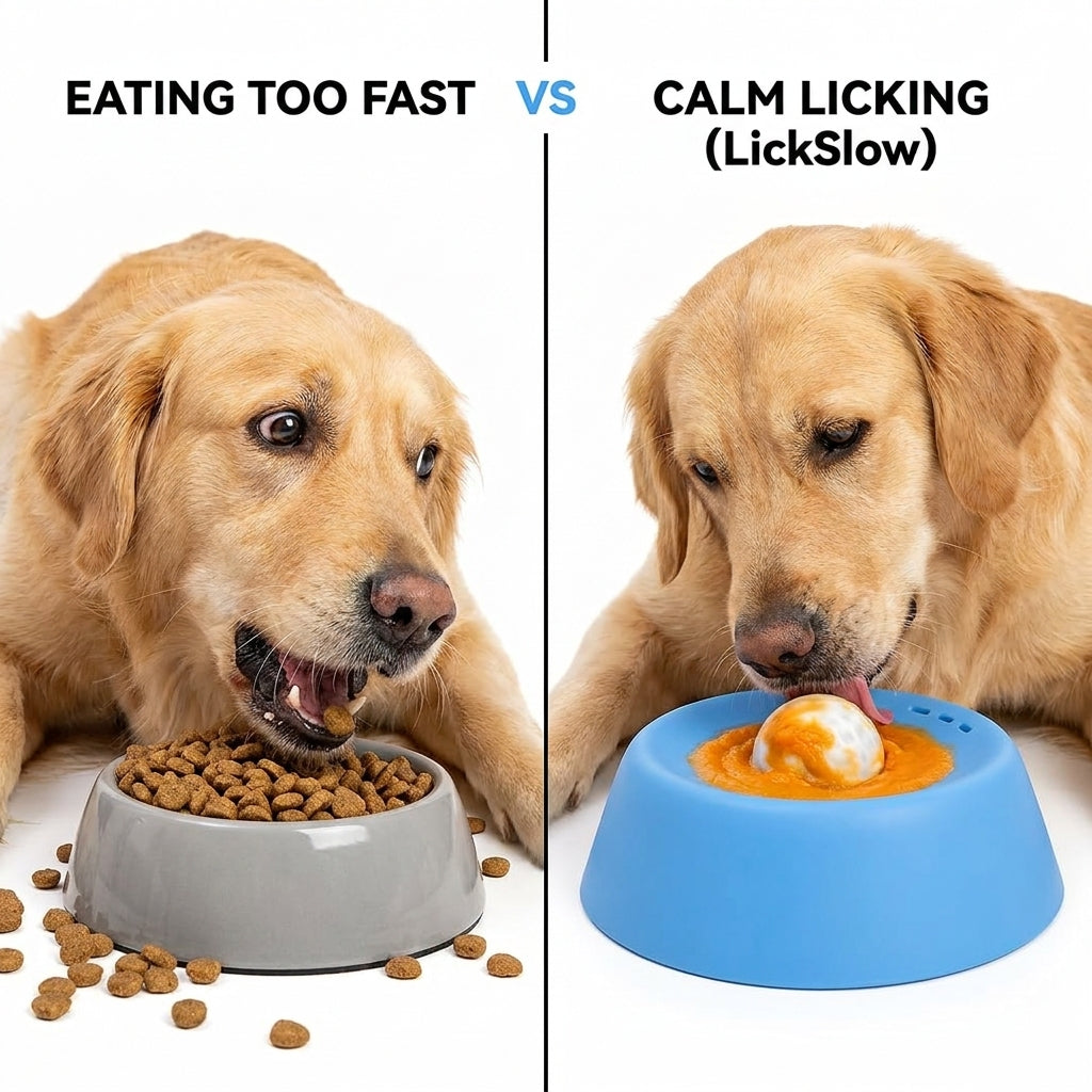 LickSlow Pro™ — Slow Feeder Lick Bowl with Rolling Ball | Anti-Slip Silicone | Dogs