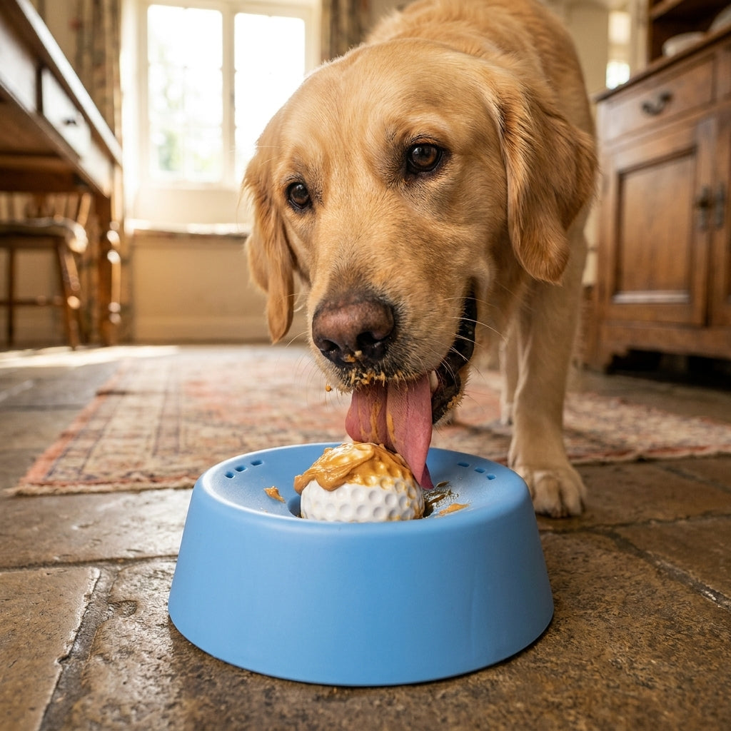 LickSlow Pro™ — Slow Feeder Lick Bowl with Rolling Ball | Anti-Slip Silicone | Dogs