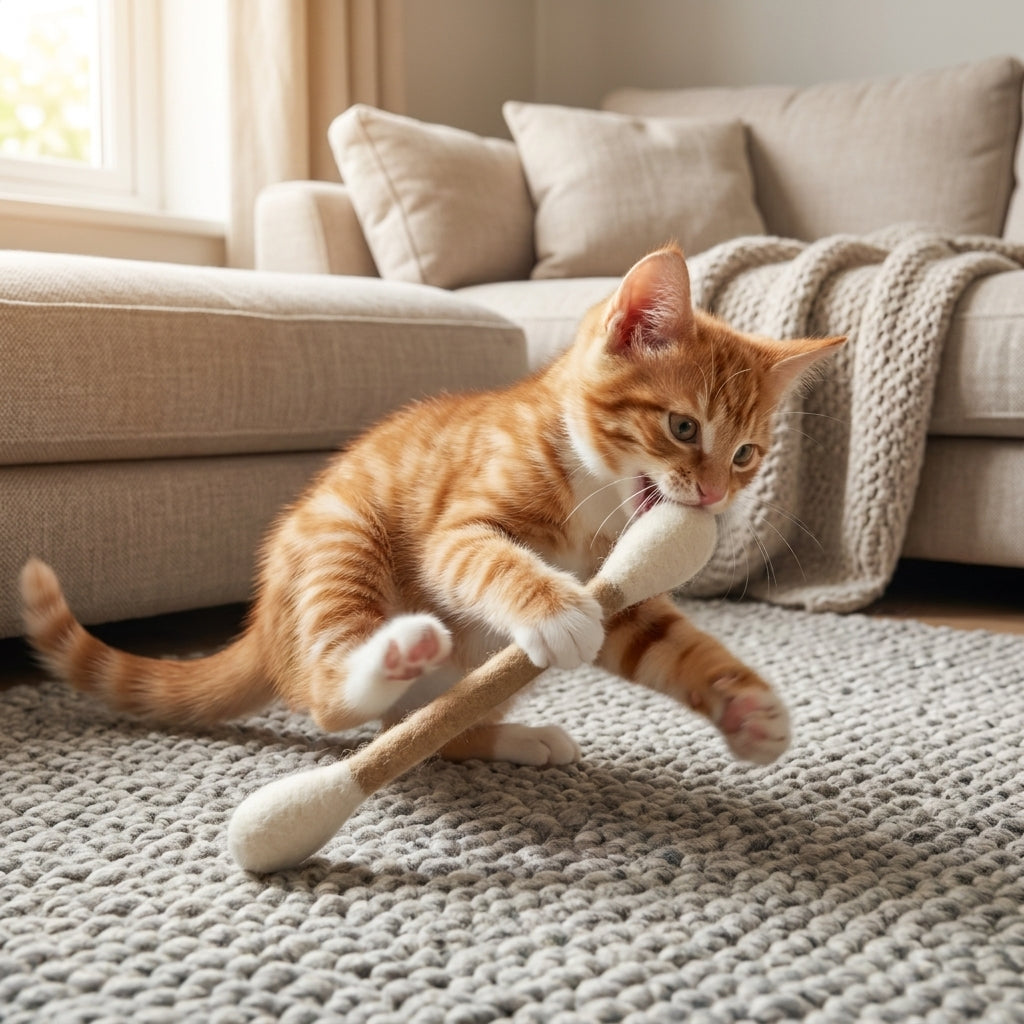 SwabPlay Giant Cotton Swab Cat Toys™ — Interactive Kick & Chew Dental Toy | Pack of 6