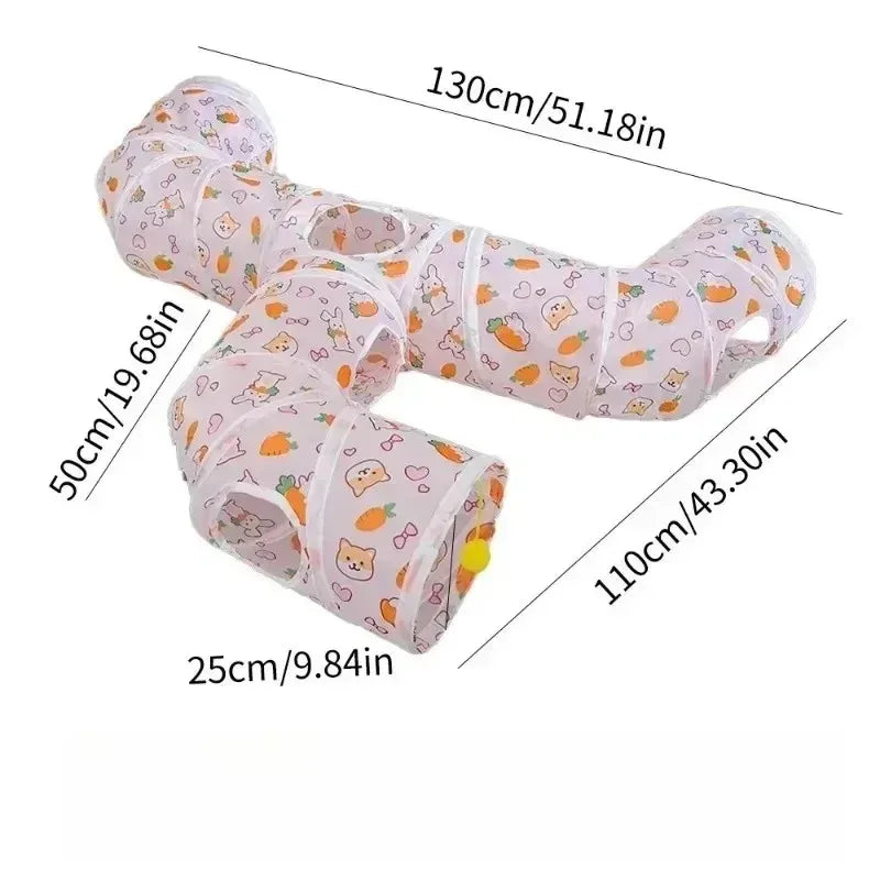 ZoomTunnel™ 3-Way Collapsible Cat Tunnel — Crinkle Play, Hide & Seek