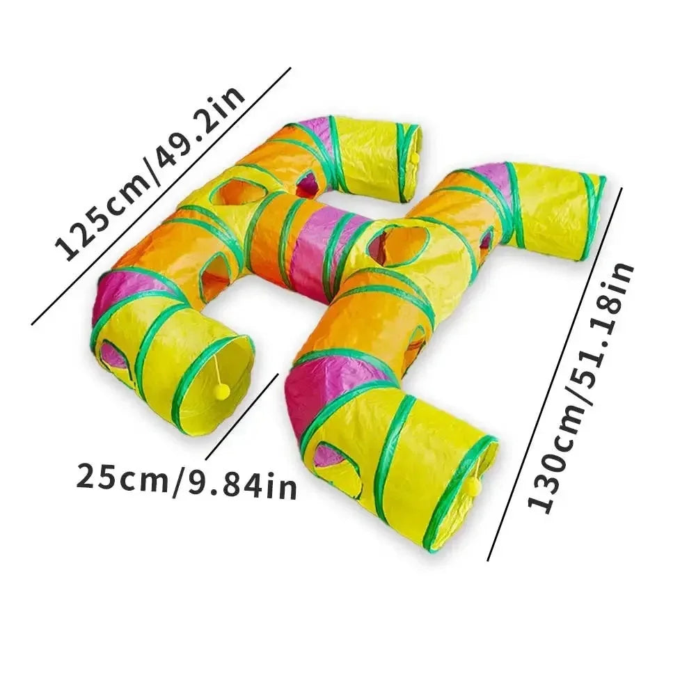 ZoomTunnel™ 3-Way Collapsible Cat Tunnel — Crinkle Play, Hide & Seek