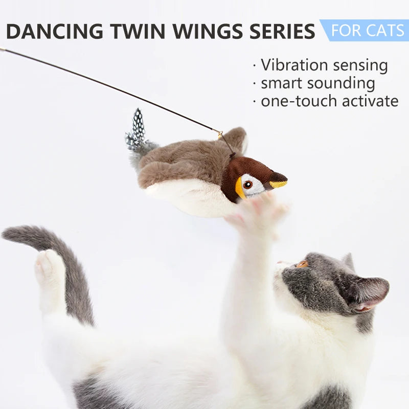 FlutterPaw™ Interactive Chirping Bird — Touch-Activated Cat Toy with Catnip