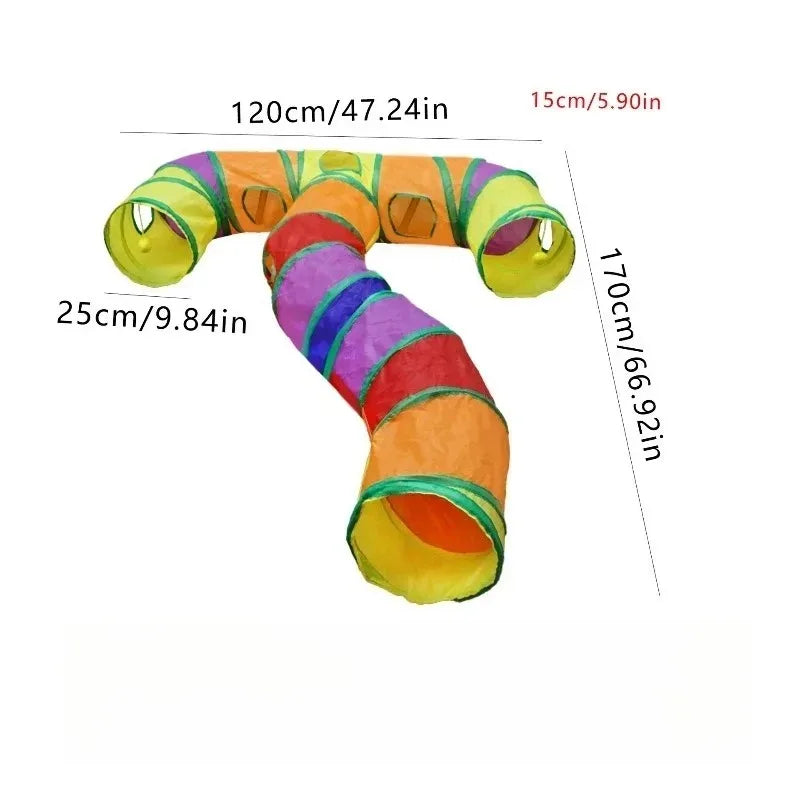 ZoomTunnel™ 3-Way Collapsible Cat Tunnel — Crinkle Play, Hide & Seek