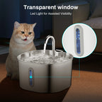 PureFlow™ Stainless Steel Cat Water Fountain — 2.2L Ultra-Quiet, Filtered