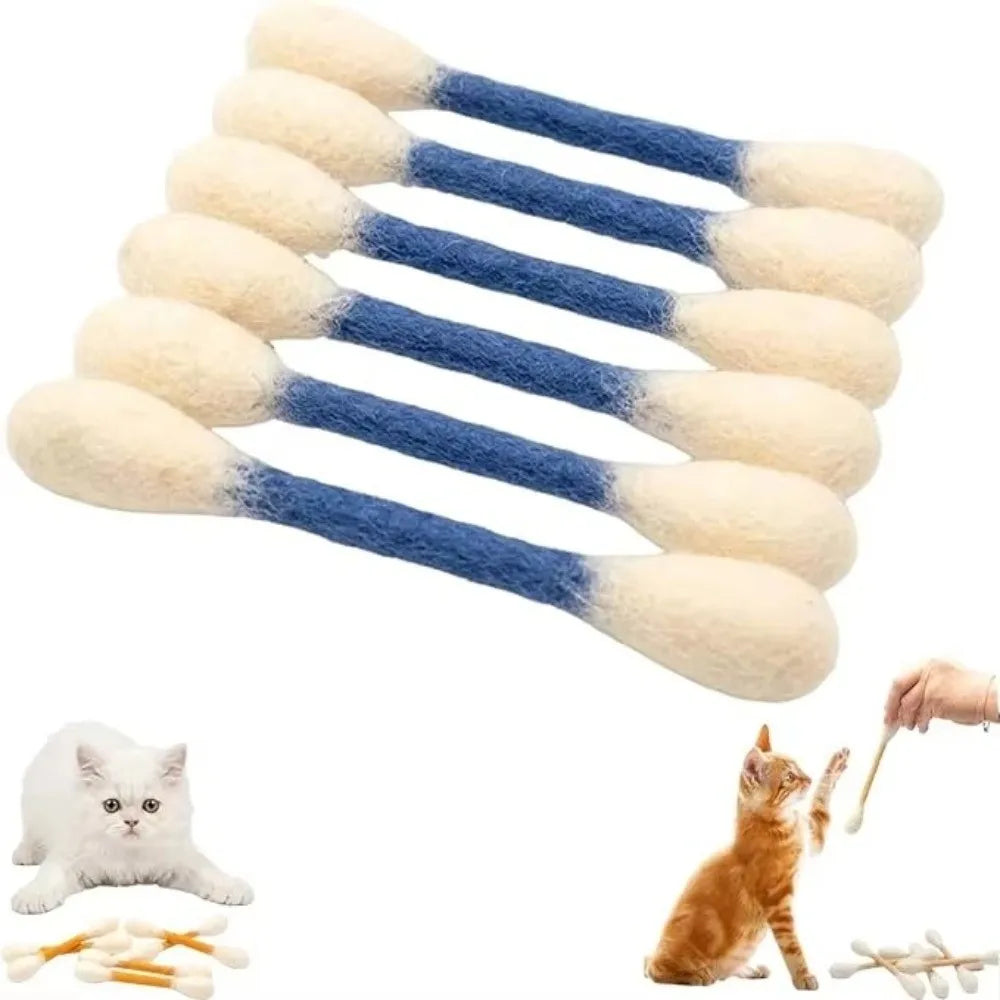 SwabPlay Giant Cotton Swab Cat Toys™ — Interactive Kick & Chew Dental Toy | Pack of 6