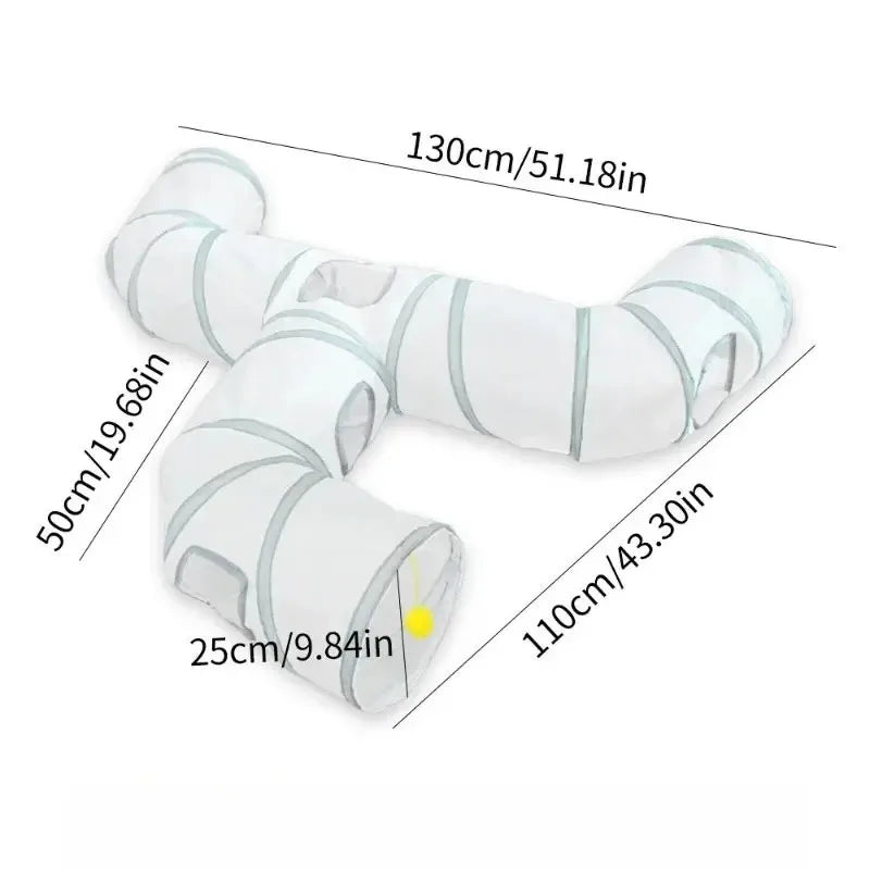 ZoomTunnel™ 3-Way Collapsible Cat Tunnel — Crinkle Play, Hide & Seek