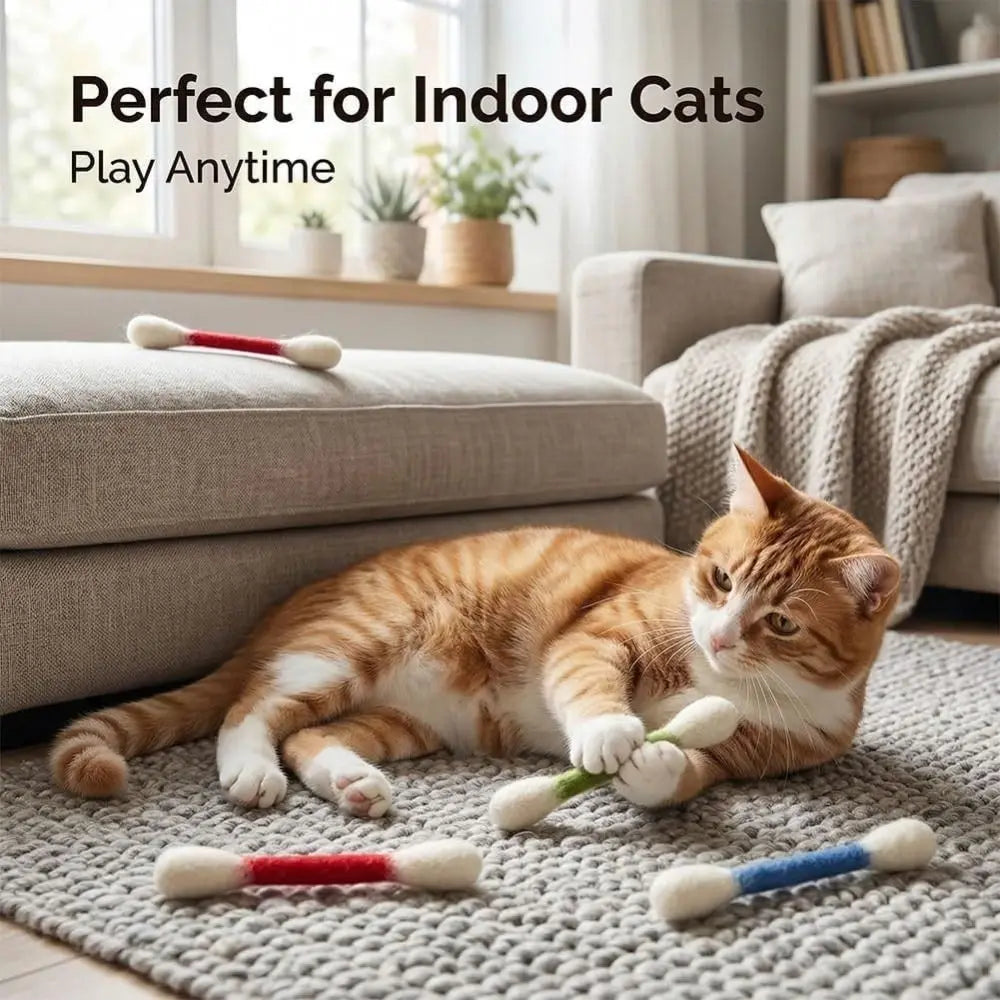 SwabPlay Giant Cotton Swab Cat Toys™ — Interactive Kick & Chew Dental Toy | Pack of 6