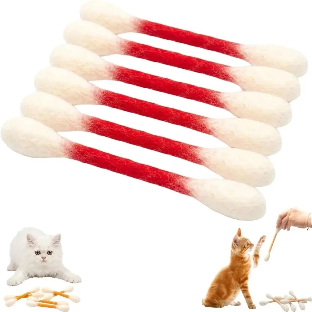 SwabPlay Giant Cotton Swab Cat Toys™ — Interactive Kick & Chew Dental Toy | Pack of 6