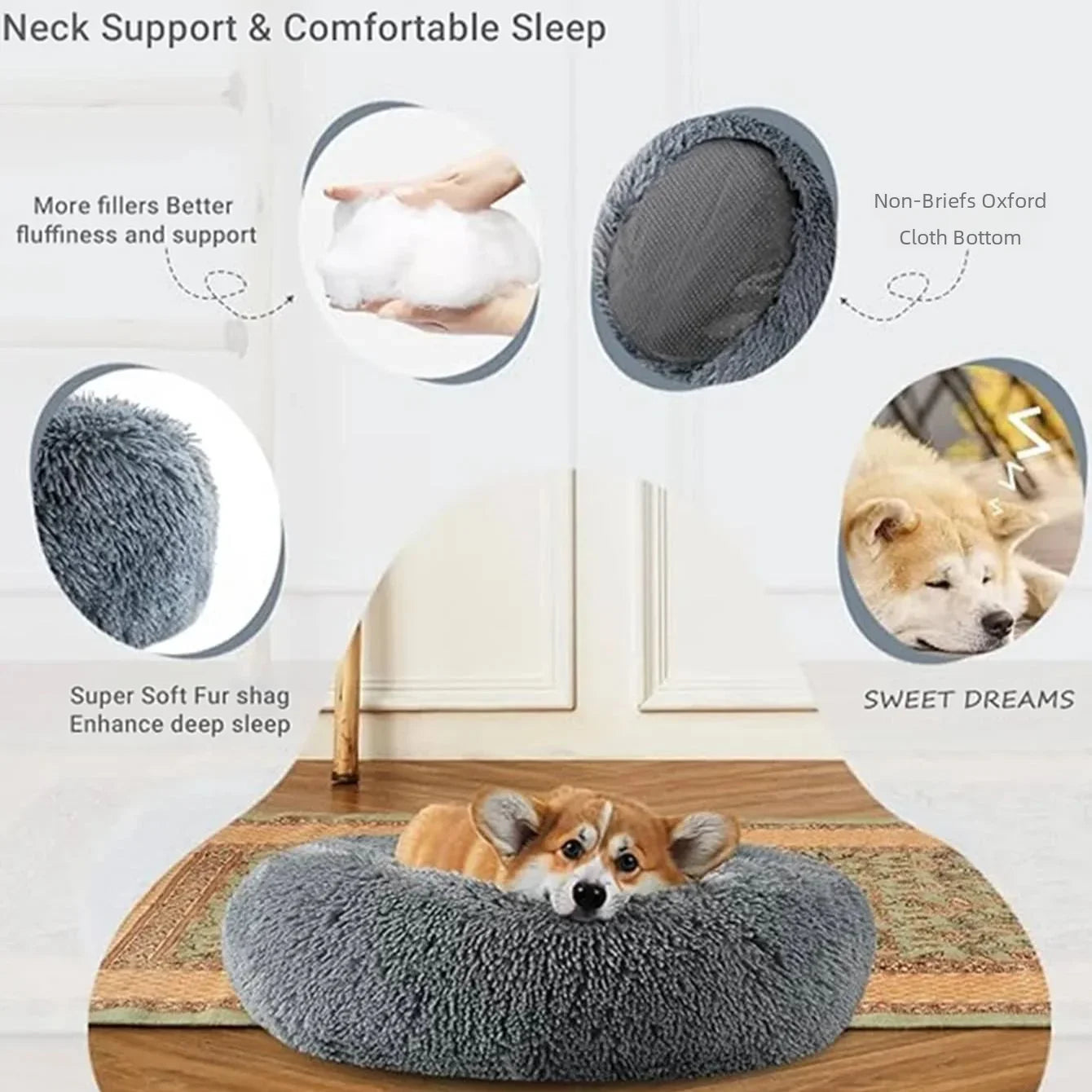 SnugNest™ Calming Donut Bed — Ultra-Soft Anti-Anxiety Pet Bed for Dogs & Cats