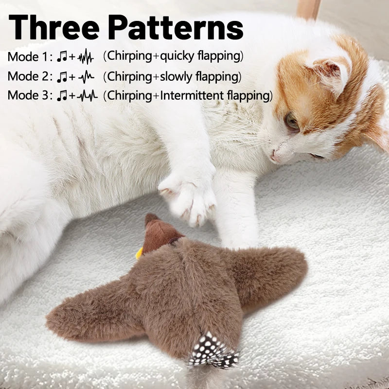 FlutterPaw™ Interactive Chirping Bird — Touch-Activated Cat Toy with Catnip