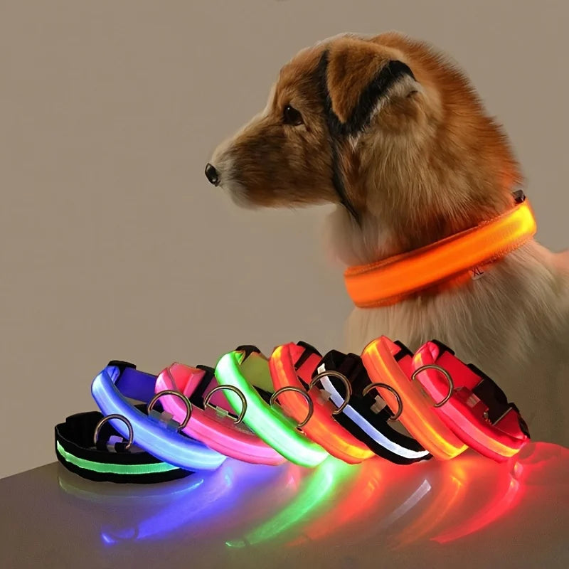 GlowSafe™ LED Night-Safety Dog Collar — High-Visibility Glow for Dark Walks