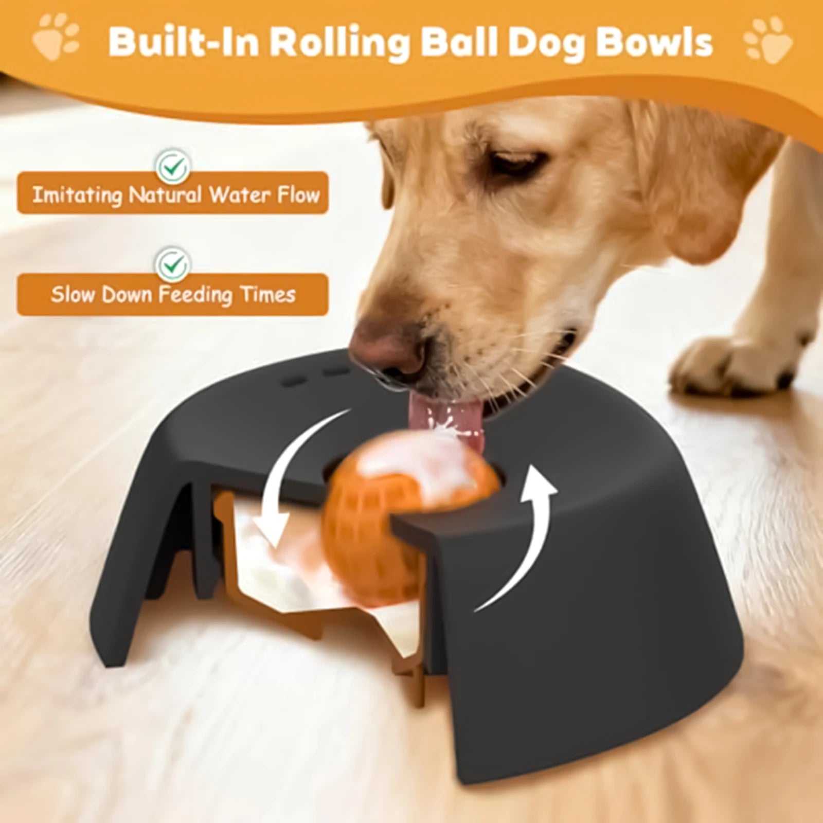 LickSlow Pro™ — Slow Feeder Lick Bowl with Rolling Ball | Anti-Slip Silicone | Dogs