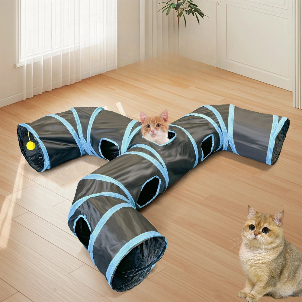 ZoomTunnel™ 3-Way Collapsible Cat Tunnel — Crinkle Play, Hide & Seek