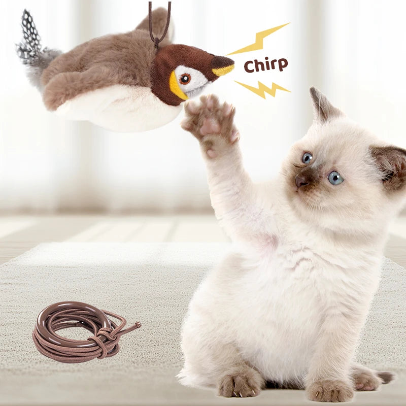FlutterPaw™ Interactive Chirping Bird — Touch-Activated Cat Toy with Catnip