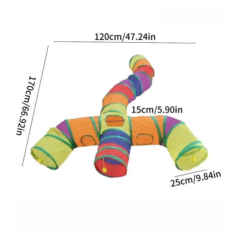 ZoomTunnel™ 3-Way Collapsible Cat Tunnel — Crinkle Play, Hide & Seek