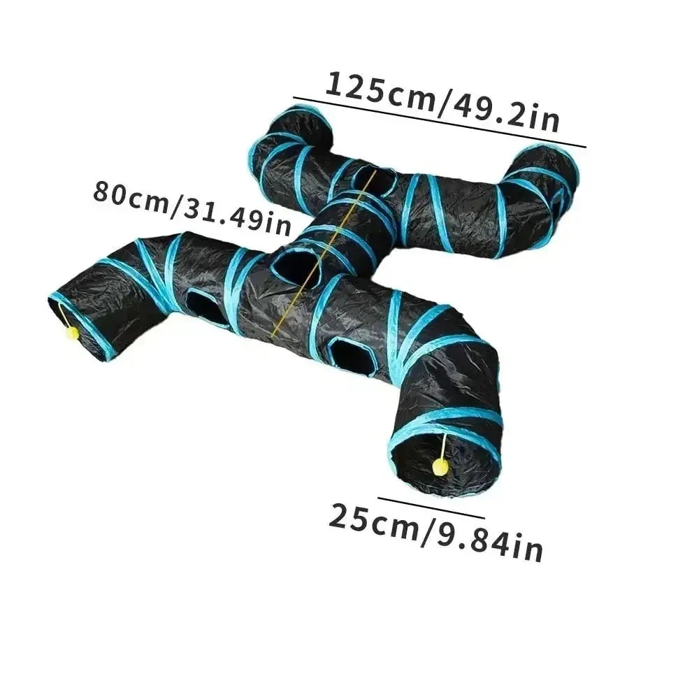 ZoomTunnel™ 3-Way Collapsible Cat Tunnel — Crinkle Play, Hide & Seek