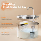 PureFlow™ Stainless Steel Cat Water Fountain — 2.2L Ultra-Quiet, Filtered