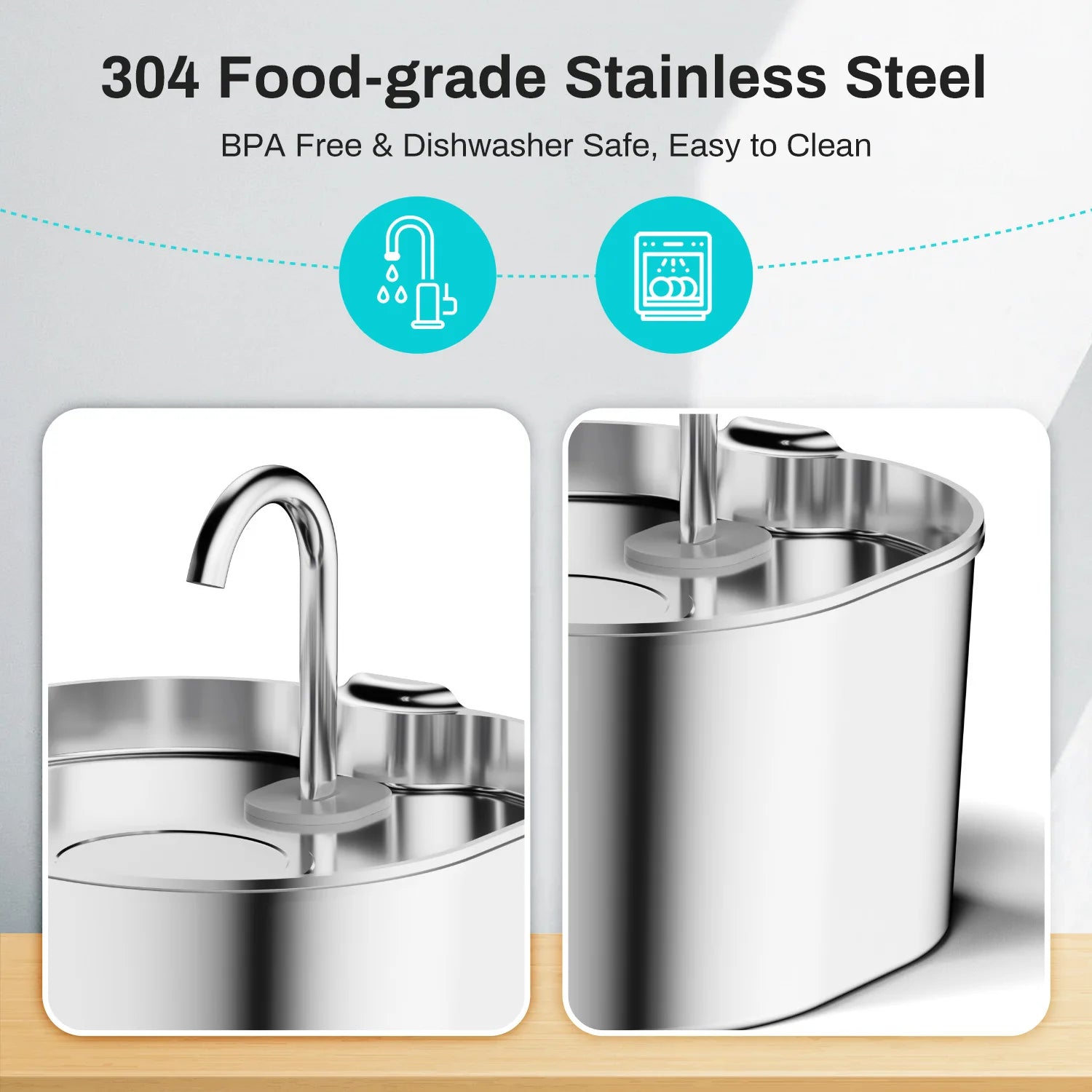 PureFlow™ Stainless Steel Cat Water Fountain — 2.2L Ultra-Quiet, Filtered