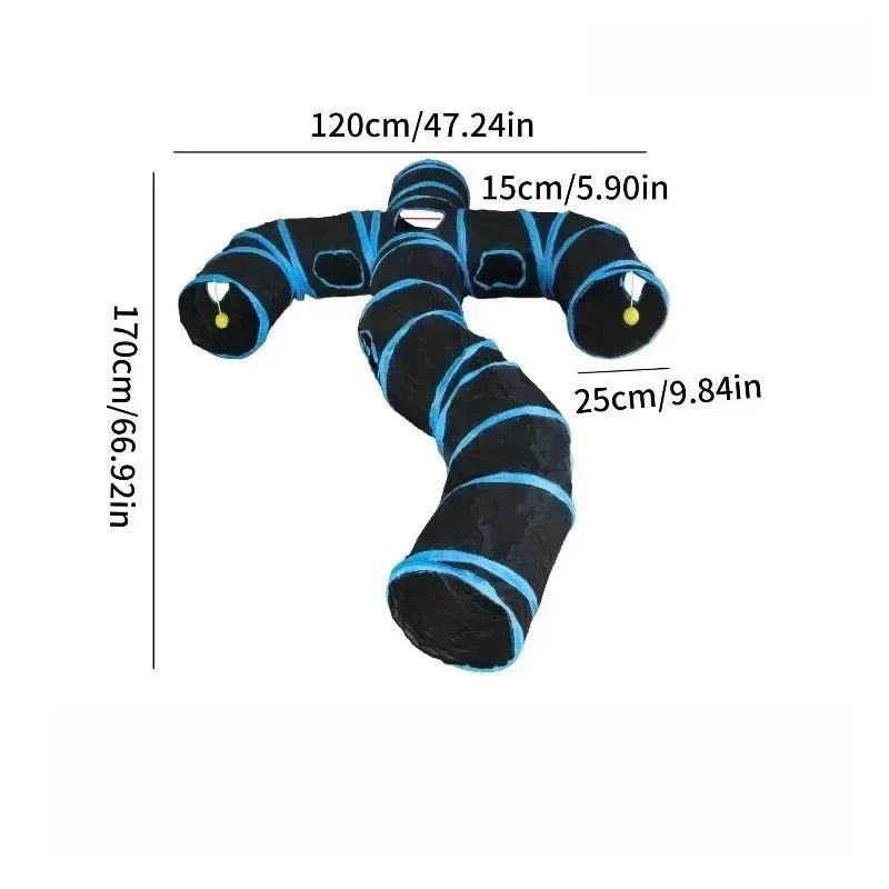 ZoomTunnel™ 3-Way Collapsible Cat Tunnel — Crinkle Play, Hide & Seek