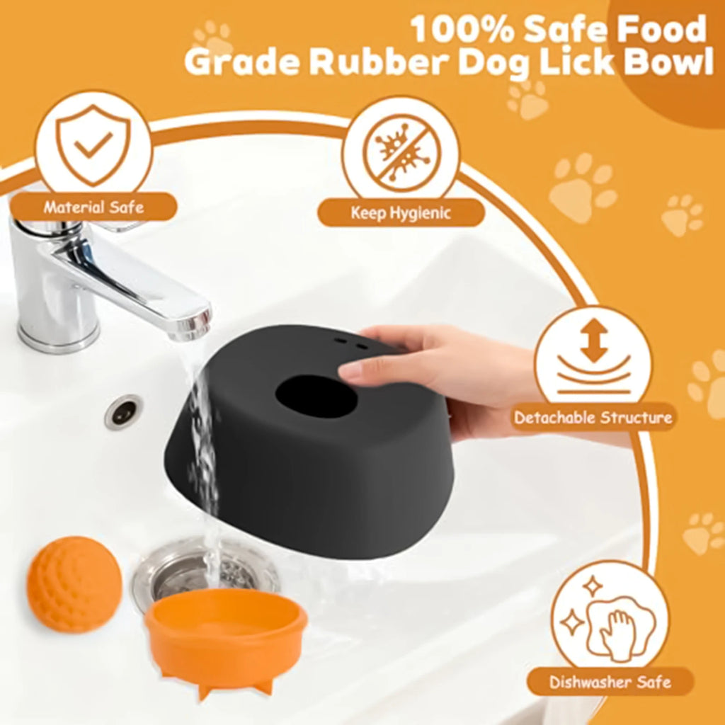 LickSlow Pro™ — Slow Feeder Lick Bowl with Rolling Ball | Anti-Slip Silicone | Dogs