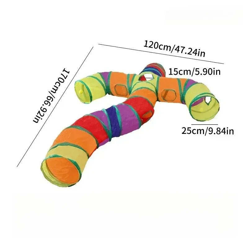 ZoomTunnel™ 3-Way Collapsible Cat Tunnel — Crinkle Play, Hide & Seek