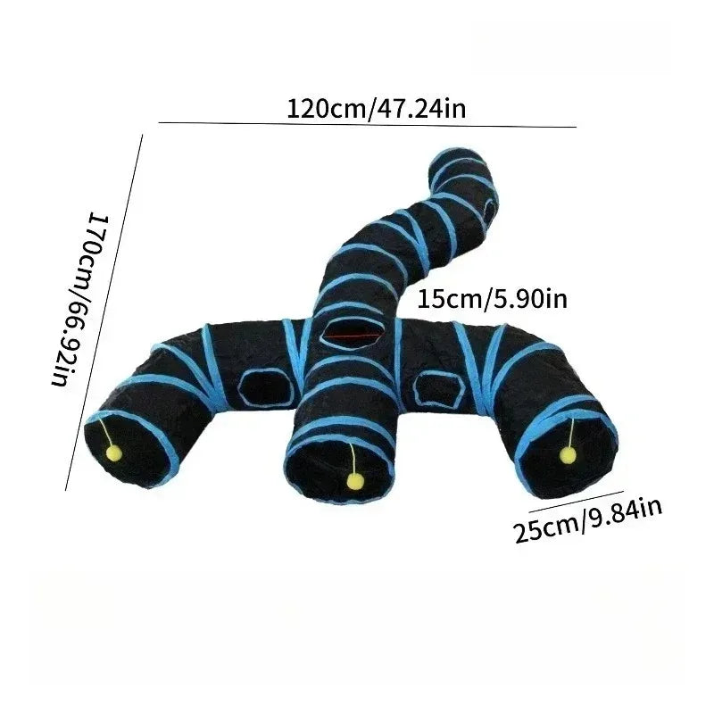 ZoomTunnel™ 3-Way Collapsible Cat Tunnel — Crinkle Play, Hide & Seek