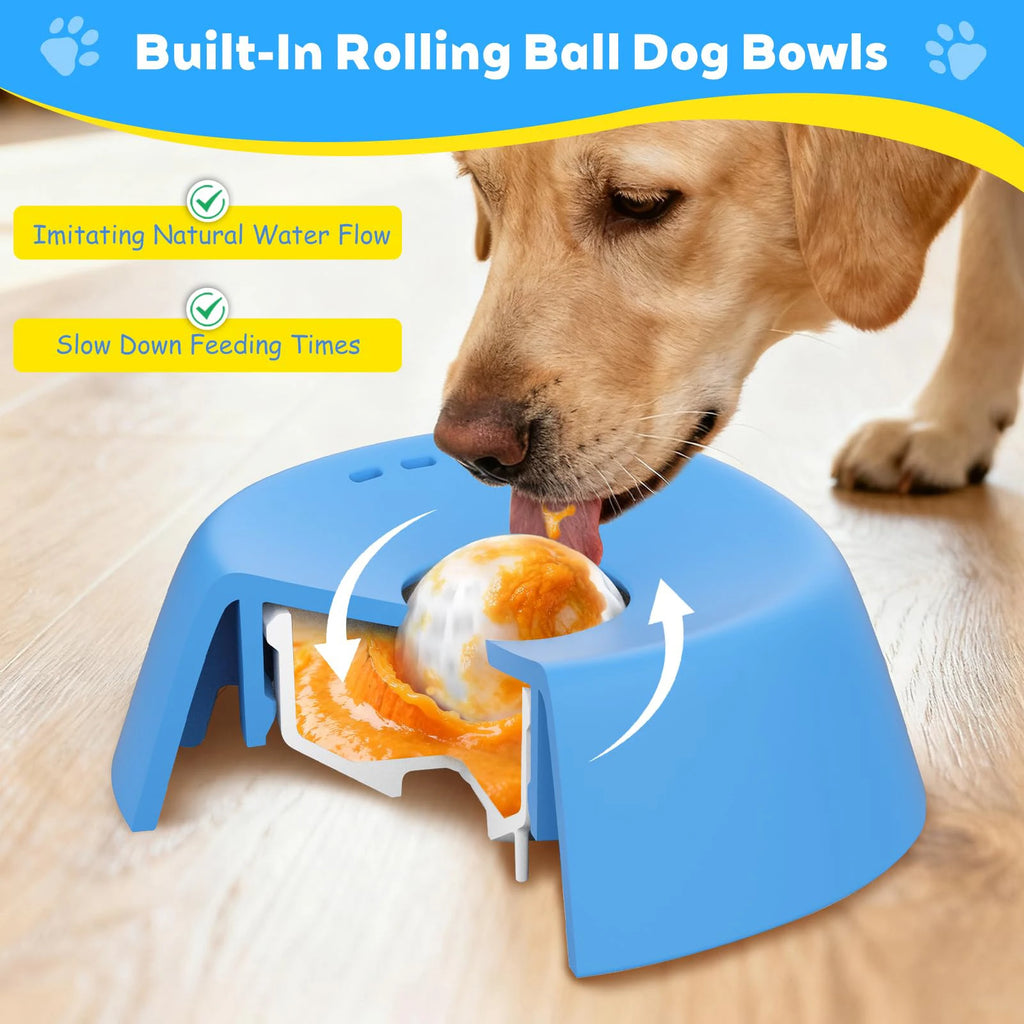 LickSlow Pro™ — Slow Feeder Lick Bowl with Rolling Ball | Anti-Slip Silicone | Dogs