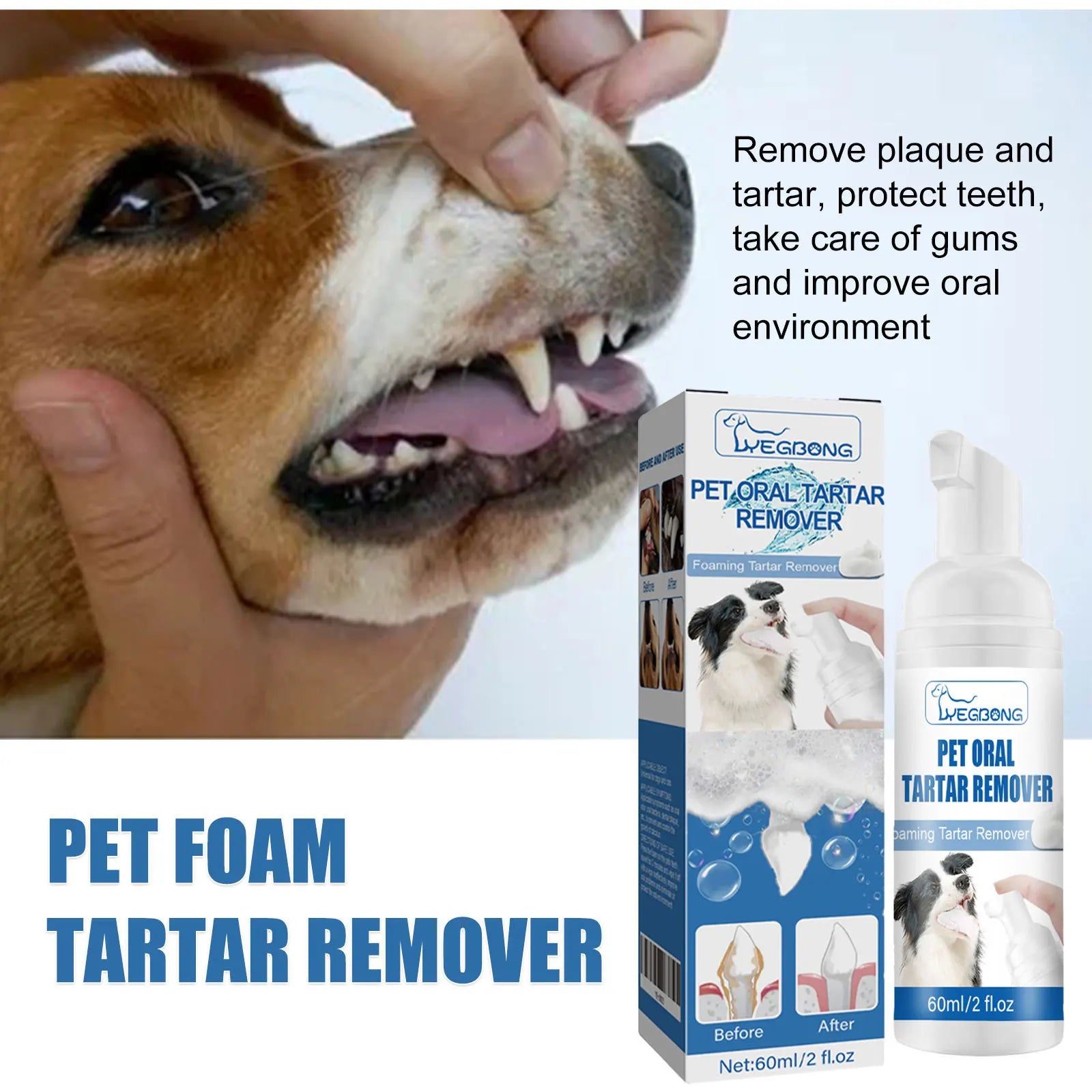 FreshPaw Dental Foam™ — Natural Tartar Remover & Breath Freshener for Dogs & Cats