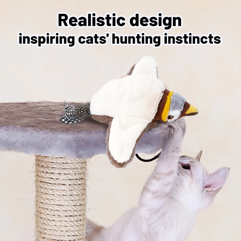 FlutterPaw™ Interactive Chirping Bird — Touch-Activated Cat Toy with Catnip