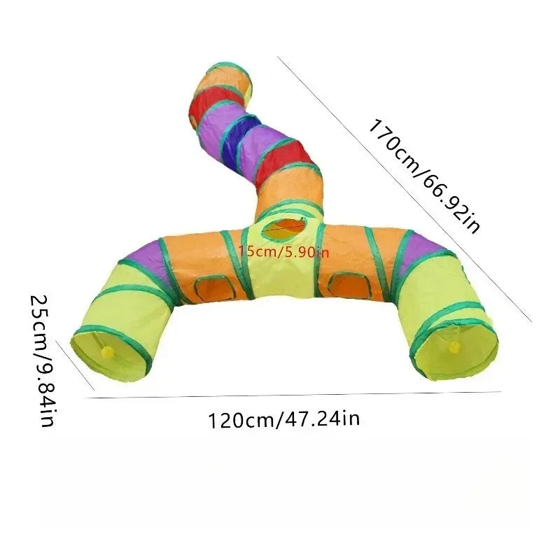 ZoomTunnel™ 3-Way Collapsible Cat Tunnel — Crinkle Play, Hide & Seek