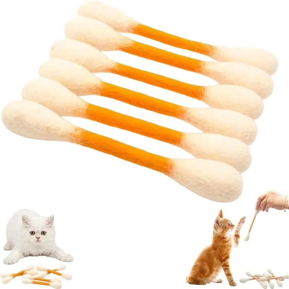 SwabPlay Giant Cotton Swab Cat Toys™ — Interactive Kick & Chew Dental Toy | Pack of 6