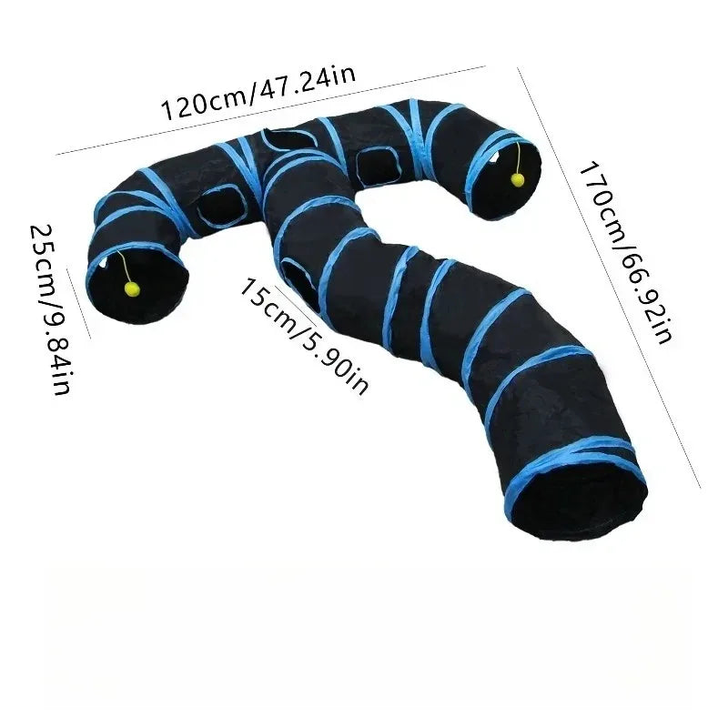 ZoomTunnel™ 3-Way Collapsible Cat Tunnel — Crinkle Play, Hide & Seek