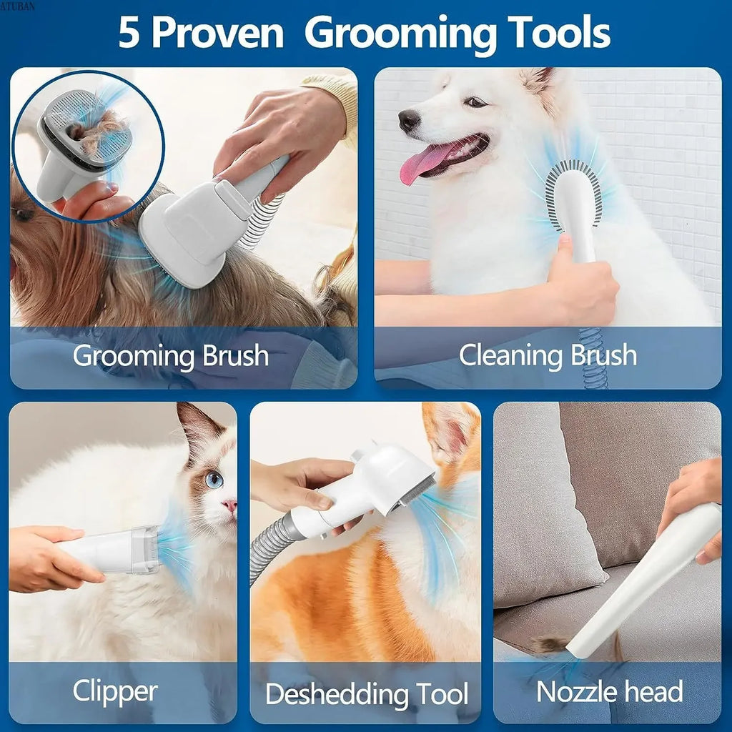 GroomPro™ 5-in-1 Pet Grooming Vacuum Kit — Low-Noise Deshedding System