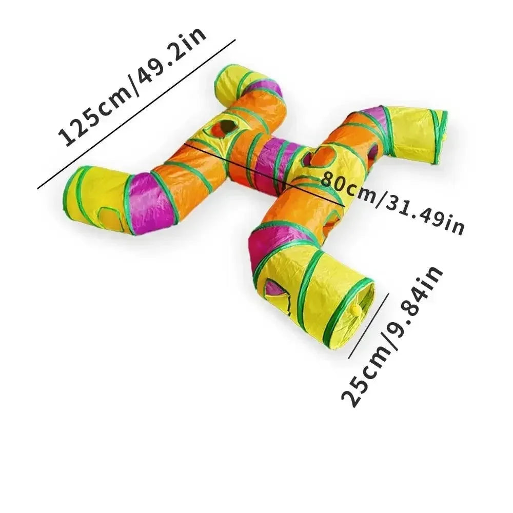 ZoomTunnel™ 3-Way Collapsible Cat Tunnel — Crinkle Play, Hide & Seek