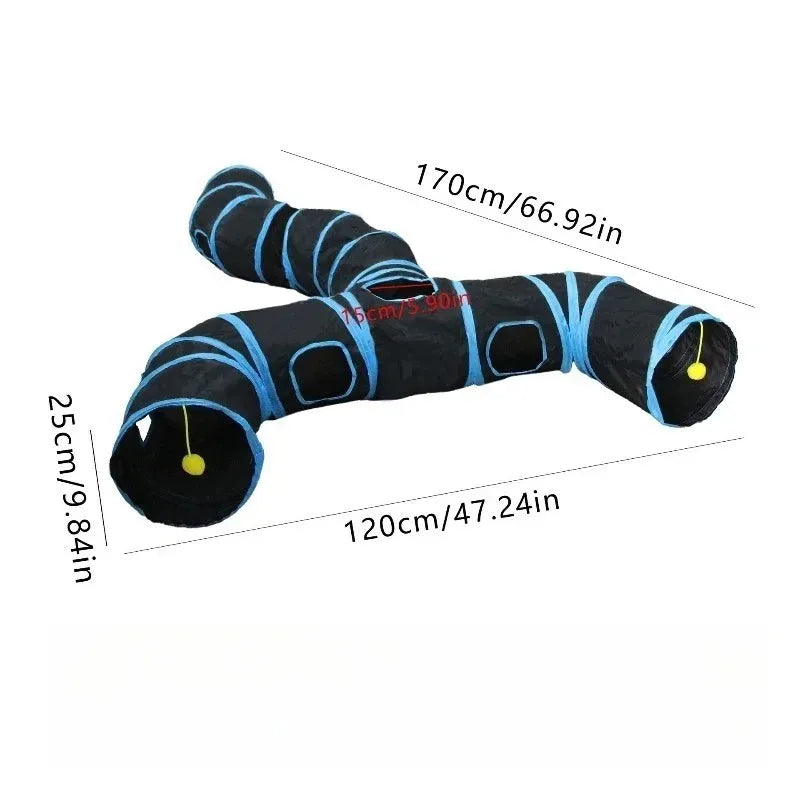 ZoomTunnel™ 3-Way Collapsible Cat Tunnel — Crinkle Play, Hide & Seek
